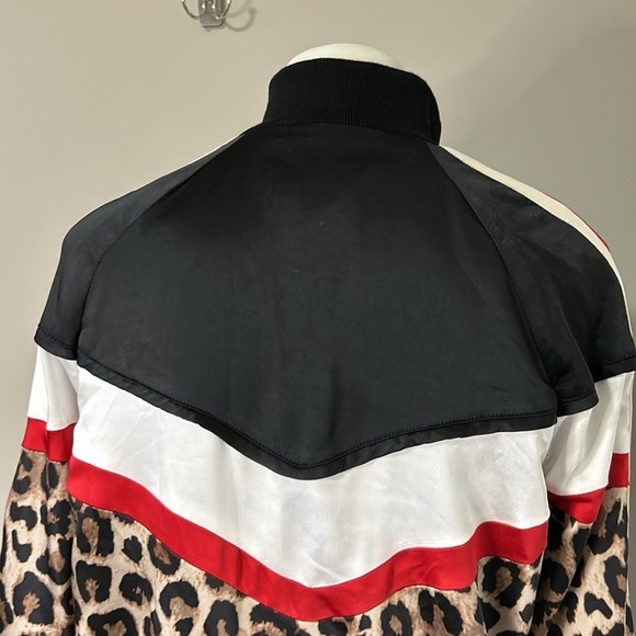 Pam and Gela Color Block Leopard Print Track Jacket Full Zip Athletic Wear Sz S - Picture 11 of 15